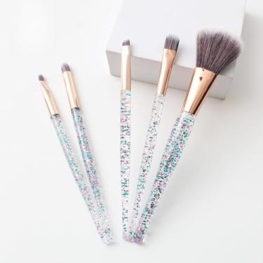 Imagem de Pincel de maquiagem com glitter de cristal para base, corretivo, sombra, blush e lábios (cinza-verde-5 peças)