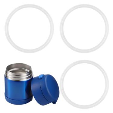 Imagem de 3 peças de juntas para jarras de alimentos, juntas de substituição de silicone para tampas de vedação, peças de jarras de alimentos compatíveis com Thermos Funtainer 283 g (branco)