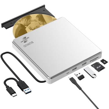 Imagem de Unidade externa de CD DVD LightScribe Gravador de CD/DVD +/-RW, leitor de disco óptico, unidade portátil de CD e DVD para laptop, Mac, MacBook, PC, Windows 11 10 Linux OS