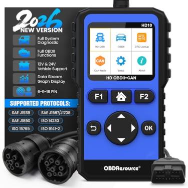 Imagem de Scanner de caminhão resistente, sistema completo, ferramenta de diagnóstico a diesel, HD OBD/EOBD/OBD2, leitor de código automotivo para carros e caminhões OBDII + leitor de código 2 em 1 resistente