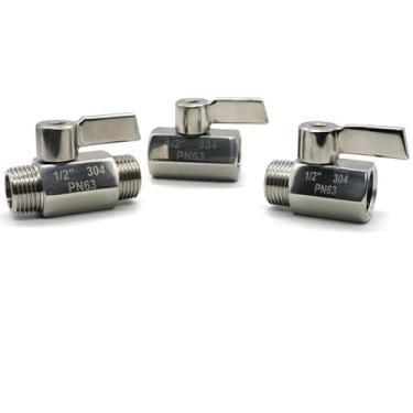 Imagem de PN63 SS304 Válvula de esfera macho NPT de aço inoxidável PN63 válvulas de esfera 1/8 1/4 BSPT rosca mini válvulas de esfera 1/2 3/4 polegadas (2.5 cm, NPT_Female X Female_SS304)