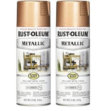 Imagem de Tinta spray Rust-Oleum impede a ferrugem metálica 325 ml de ouro rosa 