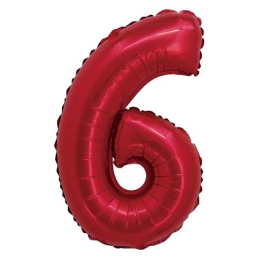 Imagem de BALAO METALIZADO C/CANUDO 16" VERMELHO NUMERO 6