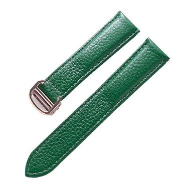 Imagem de AMSOH Pulseira de relógio para Cartier TANk SOLO Pulseira masculina com fecho de implantação pulseira de couro genuíno macio 20 mm, 22 mm, 23 mm (ouro rosa verde, 20 mm)