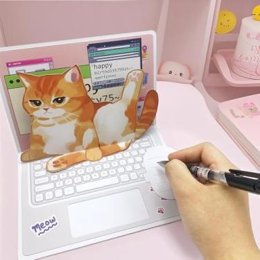 Imagem de Cartão de felicitações pop-up 3D com design de gato problemático e envelope para meninas e meninos