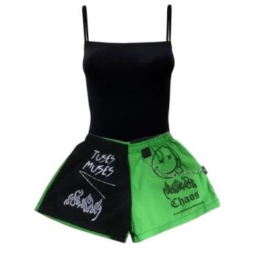 Imagem de Conjunto Gringa Shorts Com Corrente Bicolor e Bory Alcinha Feminino Sm