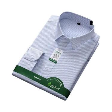 Imagem de Camisa Social Masculina Slim Fit De Manga Longa Antirrugas Branca Tama