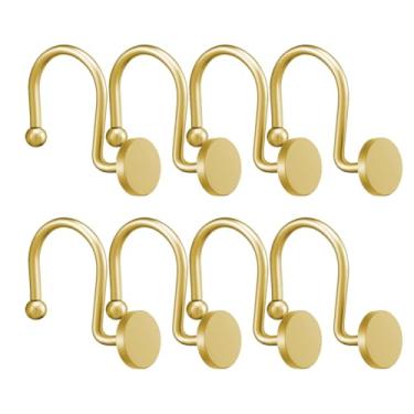 Imagem de Ganchos dourados para cortina de chuveiro - anéis de metal resistentes à ferrugem para decoração de banheiro, conjunto de 8