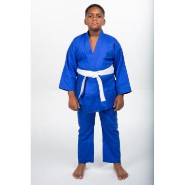 Imagem de Kimono Infantil Kids + Faixa Judô Jiu Jitsu Haganah, Azul, M2