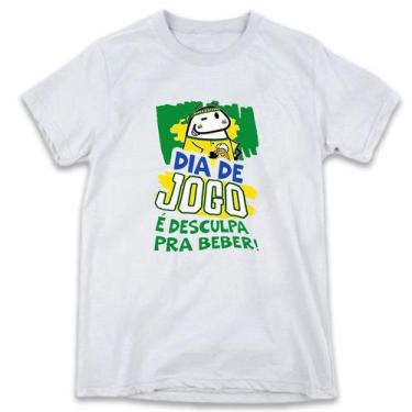 Imagem de 1 Camiseta Brasil Copa Bonequinho Flork Dia de Jogo É Desculpa pra Beb