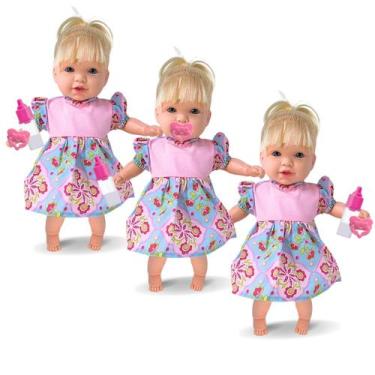 Imagem de Kit 3 Bonecas Bebê Realista Totsy + Mamadeira Mágica - Supertoys