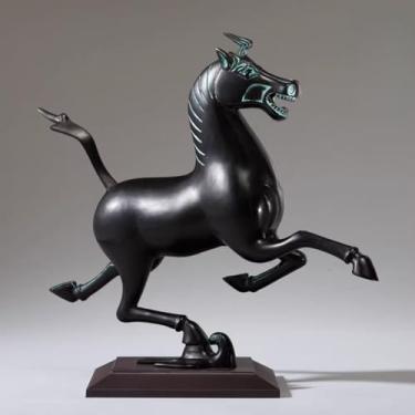 Imagem de FENNYYAR Ornamento de estátua de bronze antigo, 13,9 cm 13,7 cm, decoração de sala de estar de escritório de artesanato