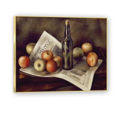 Imagem de Moldura dourada. Arte vintage emoldurada de frutas mortas, pintura clássica de cozinha country, decoração de parede de casa de fazenda quente para sala de jantar e cozinha. A31. 80 x 96 cm-31,4 x 37,8