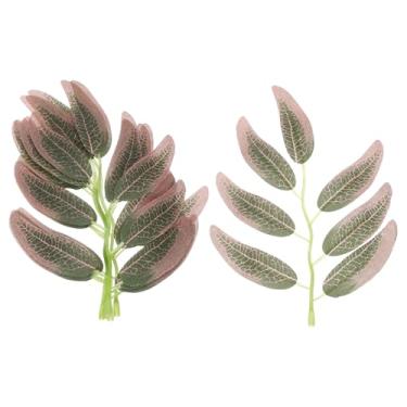 Imagem de PATIKIL 14 cm de folhas de salgueiro artificial, 100 peças de guirlanda de salgueiro falso, seda sintética para decoração de guirlandas de buquês de casamento, rosa e verde