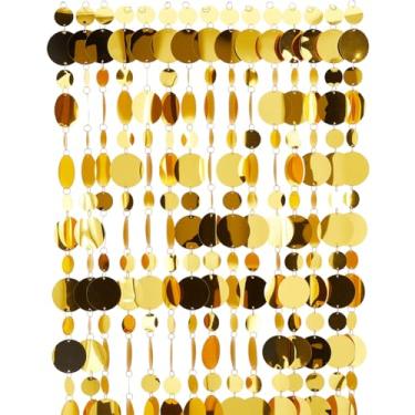 Imagem de CREATCABIN 20 peças cortina com contas de lantejoulas contas de entrada ouro círculo pontos guirlanda brilhante cortinas porta janela decoração quarto para festa em casa festivais casamento decorações