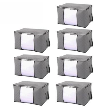 Imagem de Caixa Saco Organizador Grande Edredom Cobertor Casaco Guarda(7PCS-48L-Cinza)