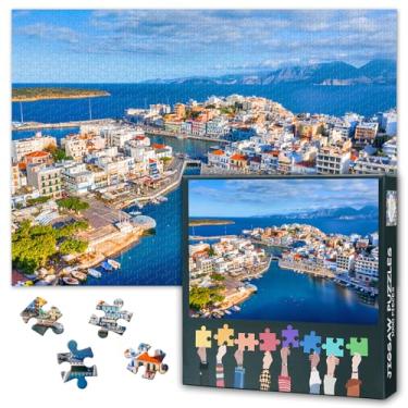 Imagem de Voulismeni Quebra-cabeças de lago para adultos 1000 peças, quebra-cabeça Agios Nikolaos, ilha Creta Grécia, quebra-cabeça adulto para adultos, jogos educativos divertidos ou brinquedos para amigos