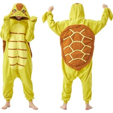 Imagem de AIYOUYIYA Macacão adulto criaturas marinhas lagosta, caranguejo, camarão, cavalo-marinho, tartaruga fantasia de Halloween unissex animal cosplay pijama, Tartaruga marinha, GG