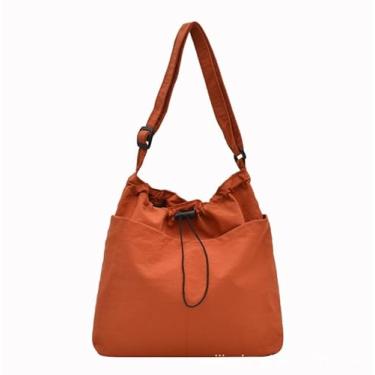 Imagem de Bolsa tiracolo de nylon impermeável com cordão de grande capacidade para uso diário, Laranja, Medium