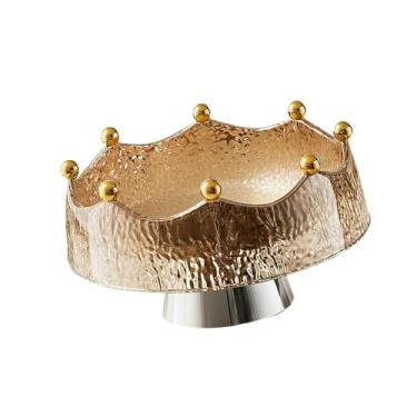 Imagem de DimyFew Fruteira com pedestal, bandeja para petiscos, prato para frutas e docerias para comemoração de aniversário de casamento, Marrom E Prata