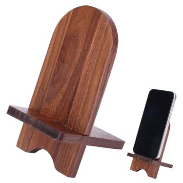 Imagem de HOBBIESAY Suporte de telefone de madeira maciça, suporte de telefone de madeira para mesa, suporte portátil para smartphones de escritório, suporte de madeira para smartphone, suporte para mesa