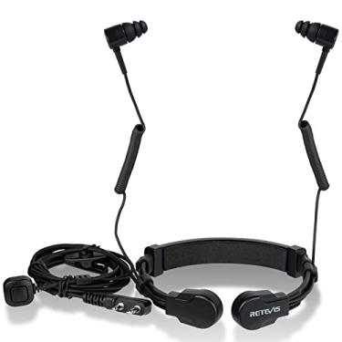 Imagem de Retevis ETK007 Fone de ouvido Walkie Talkie com microfone de garganta ajustável, dois tampões de ouvido PTT para ciclismo, para RT22 RT68 RT21 H-777 RT19, compatível com pxton SAMCOM Walkie-Talkie