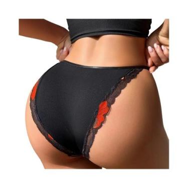 Imagem de Calcinhas Femininas Florais De Cintura Baixa, Lingerie Sexy E Confortá