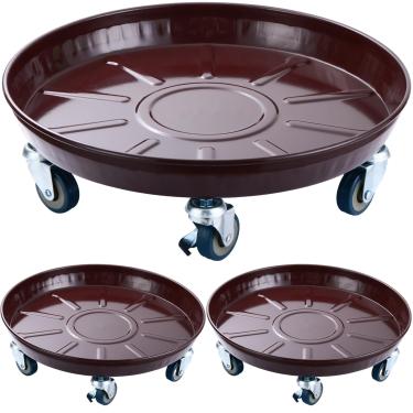 Imagem de 3 pacotes de 50,8 cm Suporte de plantas de metal com rodas extragrande suporte de planta rolante de ferro pesado para plantas de ferro para uso interno e externo para montanhas-russas de mudança de