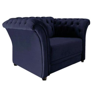Imagem de Poltrona Decorativa Chesterfield Sofia Corano Azul Marinho - Doce Sonh