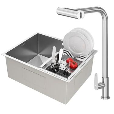 Imagem de Kit Cuba Gourmet Malibú Aço Inox 304 e Torneira Gourmet Tóquio Bico Fl