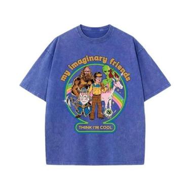 Imagem de Camiseta Masculina De Algodão Macio, Tamanho Grande, Lavada, Retrô, Me