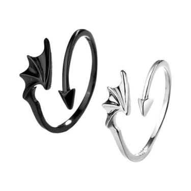 Imagem de Conjunto De Anéis Retro Com Asas De Anjo E Demônio Para Homens E Mulhe