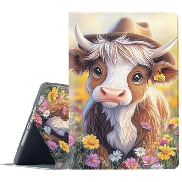 Imagem de FGDRFGRW Capa para Samsung Galaxy Tab A11 Plus/A9 Plus 11 polegadas 2025/2023, suporte ajustável, função de despertar/hibernar, capa de proteção de corpo inteiro - vaca fofa