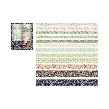 Imagem de Conjunto De Fita Washi Floral Vintage Com 12 Rolos, Fita Decorativa Co
