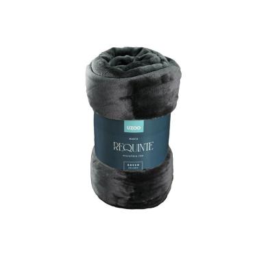 Imagem de Manta Microfibra Flannel Requinte Casal 180x220cm - Uzoo Manta Microfibra Flannel Requinte Casal 180x220cm Grafite