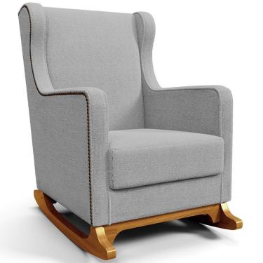 Imagem de Poltrona De Amamentação Com Balanço Mavie L02 Bouclê Cinza - Lyam Decor