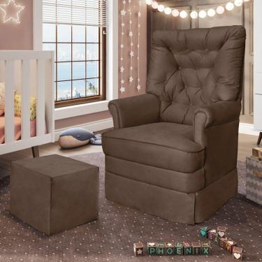 Imagem de Poltrona De Amamentação Com Balanço E Puff Dyne Suede Marrom P02 - D'rossi
