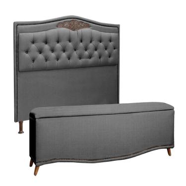 Imagem de Cabeceira E Calçadeira Holanda 90cm Shop Das Cabeceiras Trovão