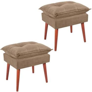Imagem de Kit 2 Puff Puf Opall Pes Palito 55x40cm Suede Marrom Claro Mpassos Mar