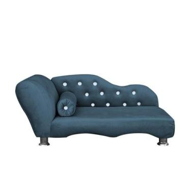 Imagem de Cama Caminha Diva Pet Veludo Strass Azul Marinho Dvinn Azul Marinho - 