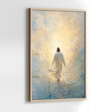 Imagem de Quadro com Moldura e Acrilico Cristal Vidro Jesus Arte Aguas para Sala