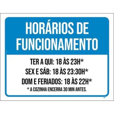 Imagem de Placa Horário Funcionamento Cozinha Encerra - Sinalizo