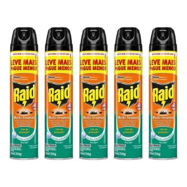 Imagem de Kit 5 Raid Multi Insetos Aero Base Agua Eucalipto 420ml