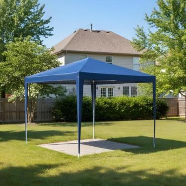 Imagem de Tenda de Praia Gazebo Azul Barraca Lona de Ráfia 3x3 Metros Desmontáve