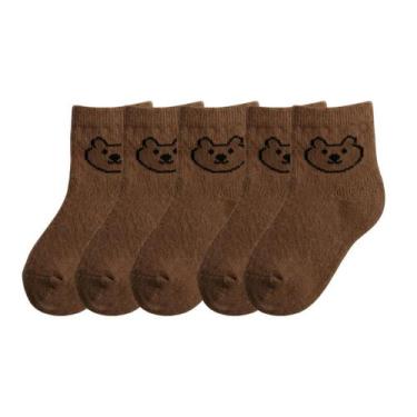 Imagem de Kit 5 Pares Meias Infantis Baby Bear Urso Meninos Meninas Algodão Conf