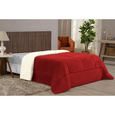 Imagem de Coberdrom Casal Queen Confortável Com Manta Sherpa Vermelho