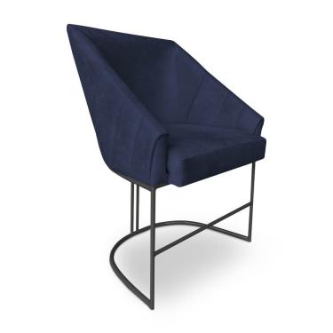 Imagem de Poltrona Luxo Alana Suede Base Ferro Preto - Pallazio Cor Azul Marinho