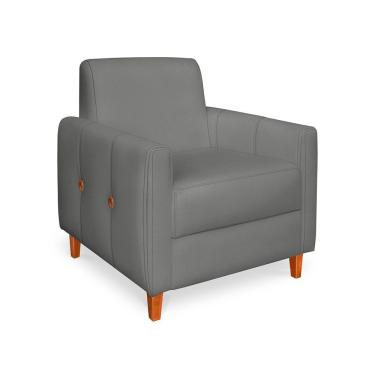 Imagem de Poltrona Zoe Veludo Cinza Chumbo Pés De Madeira - Pallazio