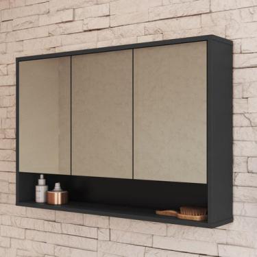 Imagem de Armário de Banheiro Aéreo 88,4cm com Espelho e 3 Portas Bari Art In Mó