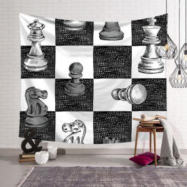 Imagem de Tapeçaria, xadrez, estética de sala de parede, 200x150cm, microtecido 